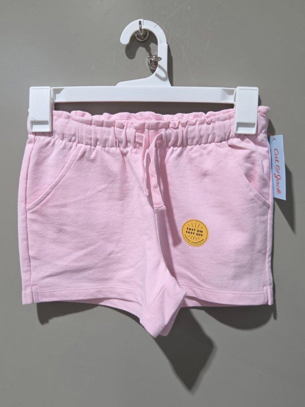 Cat & Jack Girls' Size Medium 7/8 Light Pink Terry Pull on Casual Shorts